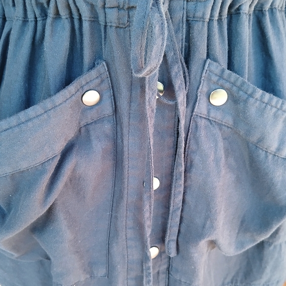 FREE PEOPLE Too FAR BLACK LONG TUNIC Utility Cargo Vest XS Sleeveless Button Up - Picture 6 of 10